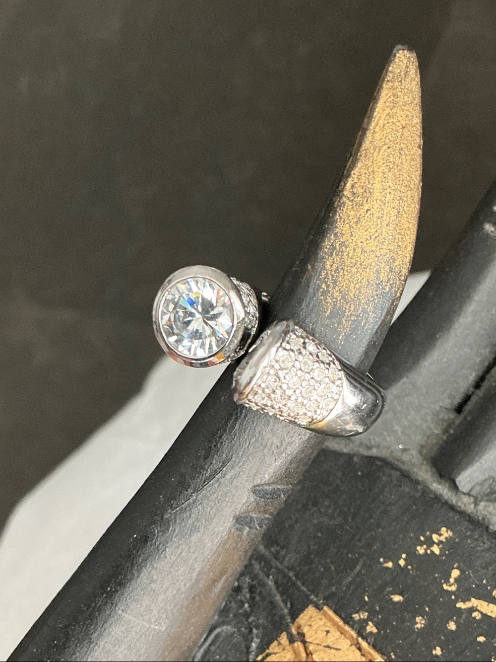 Nordstrom Silver-Tone Open Ring with Large Clear Stone and Pave Accent 7 - Picture 3 of 7